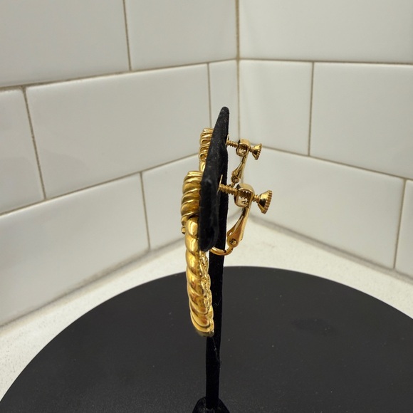 Napier Gold Tone Twisted Hoop Earrings - Picture 3 of 6